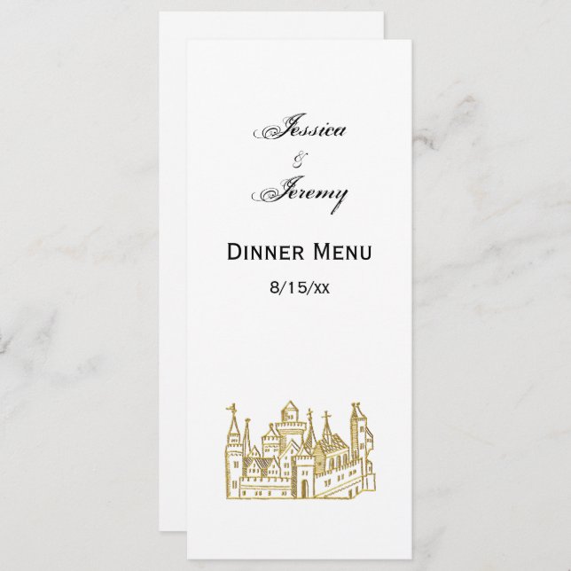 Vintage Heraldic Castle #2 Crest Faux Gold Invitation (Front/Back)