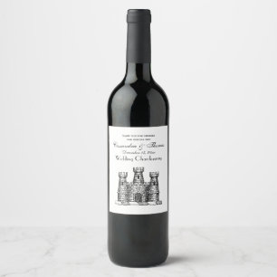 Vintage Heraldic Castle Emblem Coat of Arms Crest Wine Label