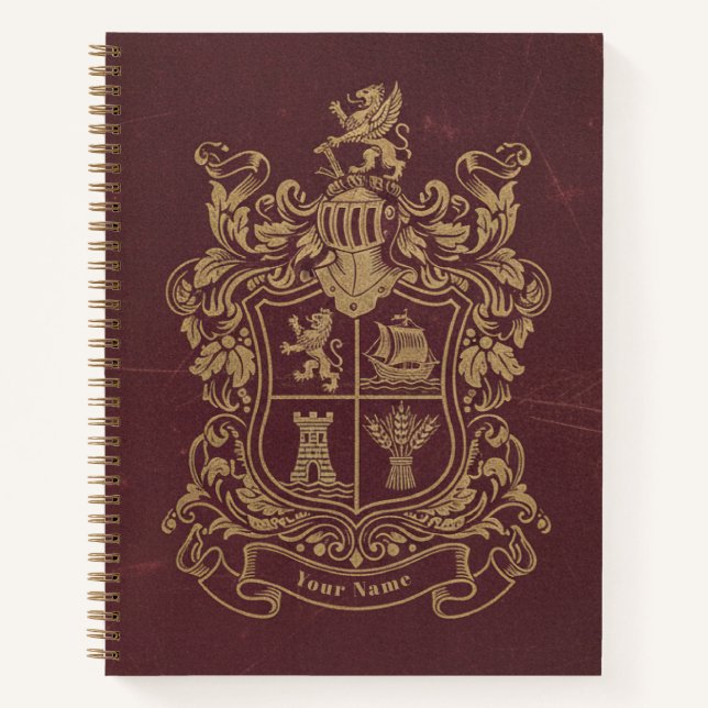 Vintage Heraldic Crest & Noble Shield Journal (Front)
