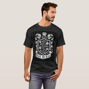 Vintage Heraldic Crest with Roses – Until the End  T-Shirt