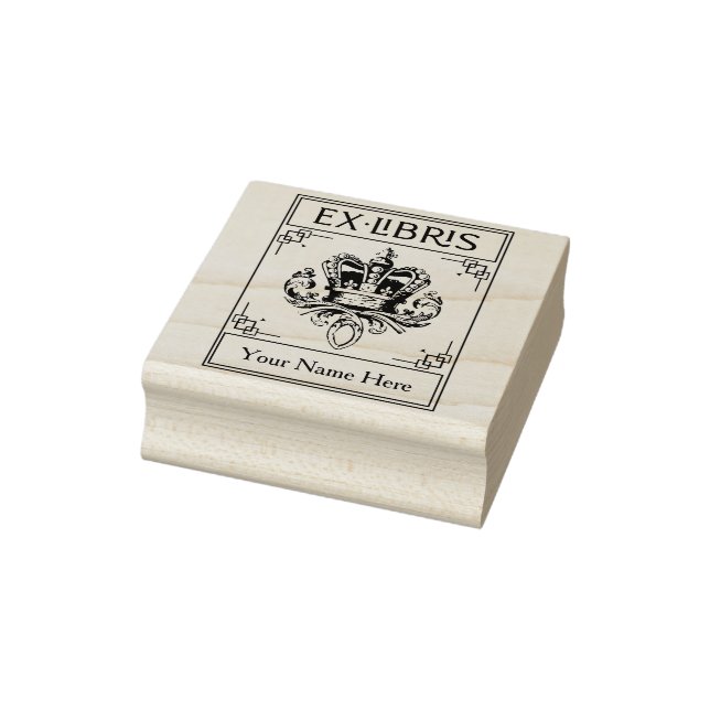 Vintage Heraldic Crown Ex Libris Rubber Stamp (Stamp)