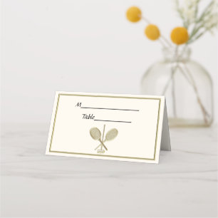 Vintage Heraldic Pineapple Crest Faux Gold Ivory Place Card