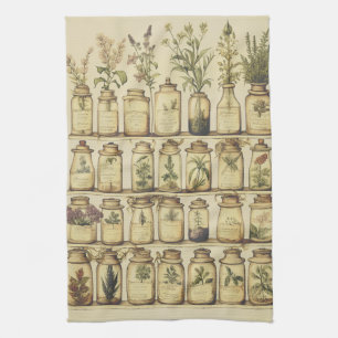 Vintage Herbal Design Tea Towel