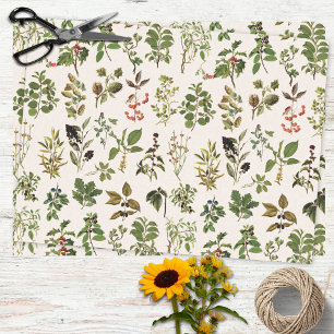 Vintage Herbarium Green Plant Pattern Tissue Paper