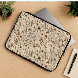 Vintage Herbarium Pressed Flower Botanical Laptop Sleeve
