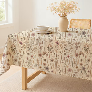 Vintage Herbarium Pressed Flower Botanical Tablecloth