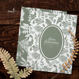 Vintage Herbarium Sage Green and White Title Page