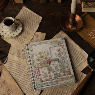  Vintage Herbs and Spices Farm Pattern  Notebook