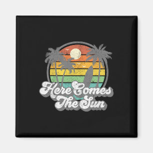 Vintage Here Comes The Sun Beach Surfing Retro 70s Magnet