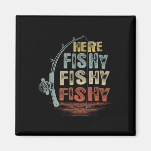 Vintage Here-fishy Shirt Funny Fishing Magnet
