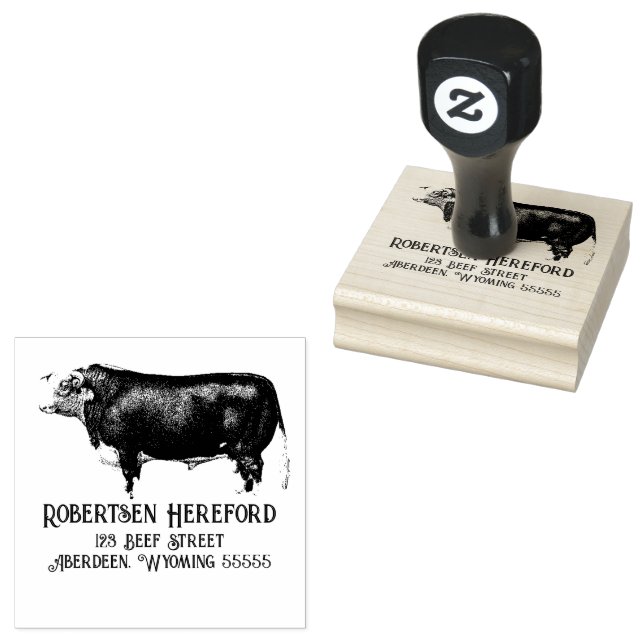 Vintage Hereford Bull Rubber Stamp (Stamped)