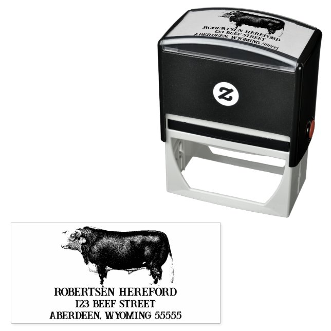 Vintage Hereford Bull Self-inking Stamp (In Situ)