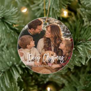 Vintage Heritage Family Photo Christmas Card Per Ceramic Tree Decoration