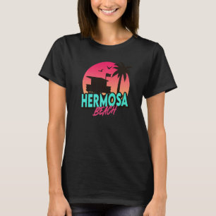 Vintage Hermosa Beach California Palm Trees Ca Ret T-Shirt