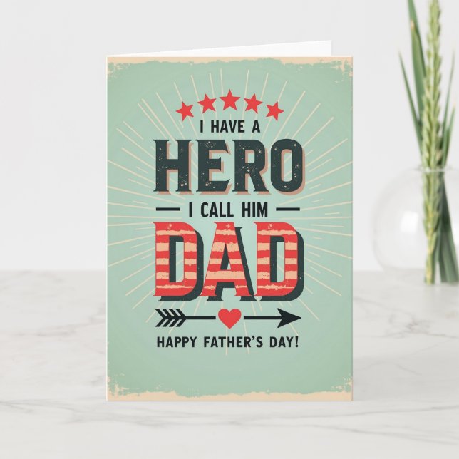 Vintage Hero Dad Message Card (Front)