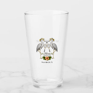 Vintage Heron Badminton Club Personalised Glass