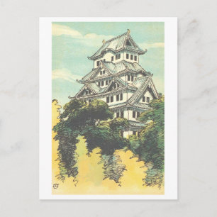 Vintage Heron Castle, Himeji, Japan Postcard