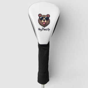 Vintage Hey Paws Up Bear with Sunglasses Funny Dog Golf Head Cover