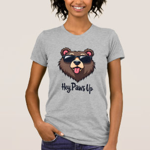 Vintage Hey Paws Up Bear with Sunglasses Funny Dog T-Shirt