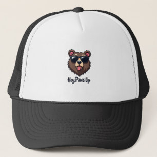Vintage Hey Paws Up Bear with Sunglasses Funny Dog Trucker Hat