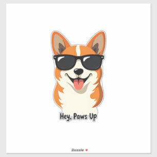 Vintage Hey, Paws Up Corgi with Sunglasses Cute Do
