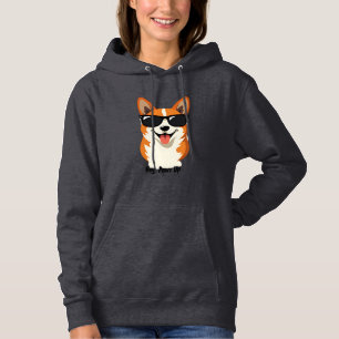 Vintage Hey, Paws Up Corgi with Sunglasses Cute Do Hoodie