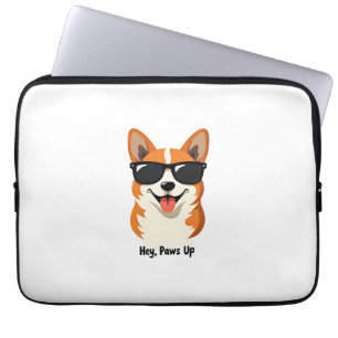 Vintage Hey, Paws Up Corgi with Sunglasses Cute Do Laptop Sleeve