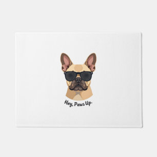 Vintage Hey, Paws Up French Bulldog Sunglasses Gra Doormat