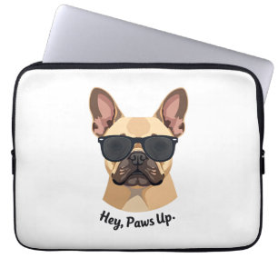 Vintage Hey, Paws Up French Bulldog Sunglasses Gra Laptop Sleeve