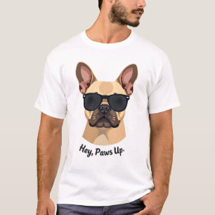 Vintage Hey, Paws Up French Bulldog Sunglasses Gra T-Shirt
