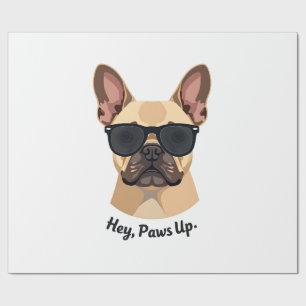 Vintage Hey, Paws Up French Bulldog Sunglasses Gra Wrapping Paper
