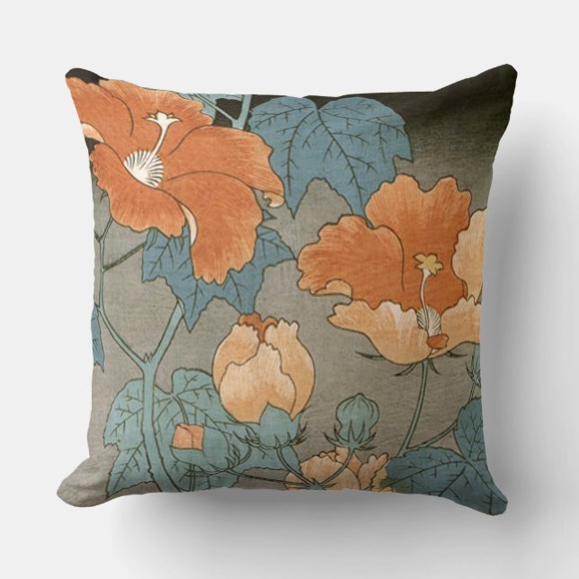 Vintage Hibiscus Flower Cushion (Front)