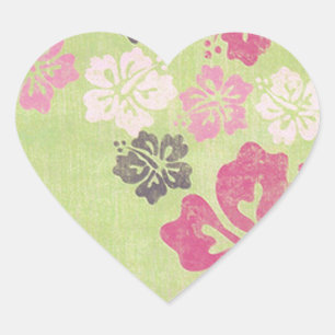 Vintage Hibiscus Heart Sticker