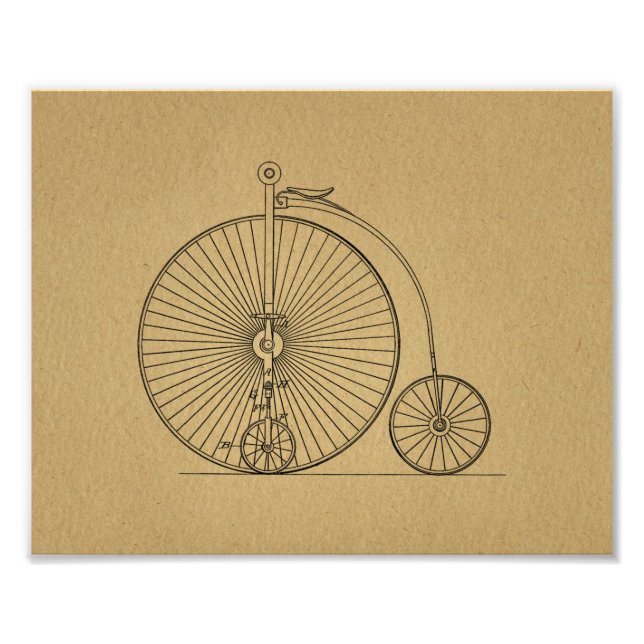 Vintage High Wheeler Bicycle Patent Art Print (Front)