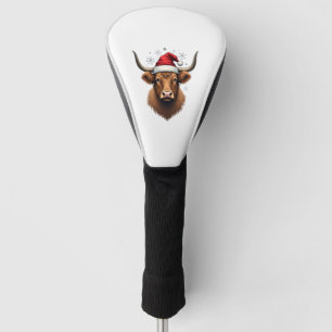 Vintage Highland Cow Christmas Design with Santa H Golf Head Cover