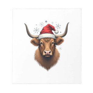 Vintage Highland Cow Christmas Design with Santa H Notepad