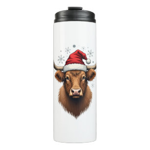 Vintage Highland Cow Christmas Design with Santa H Thermal Tumbler