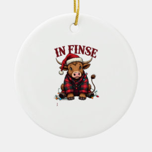 Vintage Highland Cow Christmas Shirt Design  In Fi Ceramic Tree Decoration