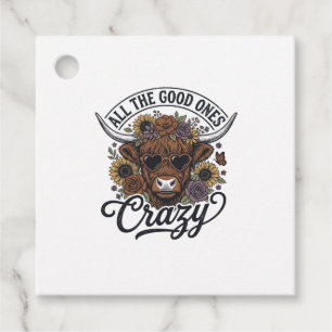 Vintage Highland Cow Floral Crazy Quote Design_1 Favour Tags