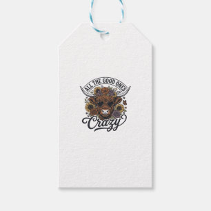 Vintage Highland Cow Floral Crazy Quote Design_1 Gift Tags