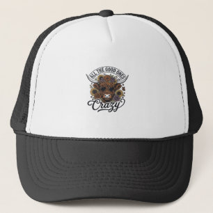 Vintage Highland Cow Floral Crazy Quote Design_1 Trucker Hat