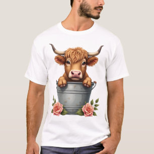 Vintage Highland Cow Flower Market Design with Flo T-Shirt