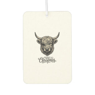 Vintage Highland Cow Merry Christmas Shirt_1 Car Air Freshener