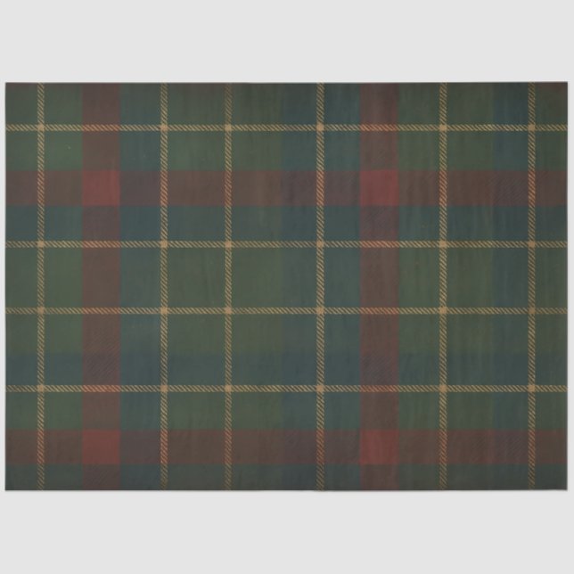 Vintage Highland Tartan Plaid Christmas Decoupage  Tissue Paper (Front)
