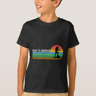 Vintage Hiking Born To Wander Retro Sunset Silhoue T-Shirt