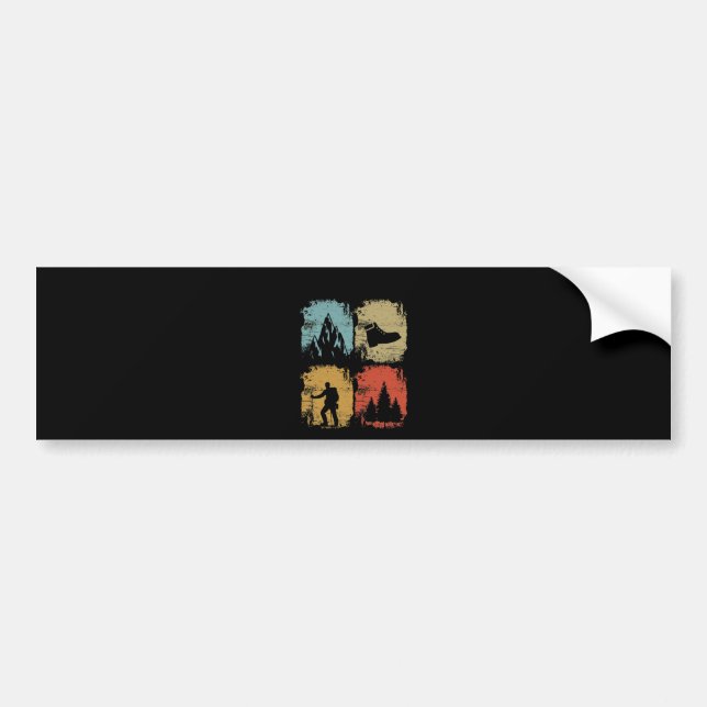 Vintage Hiking Bumper Sticker (Front)