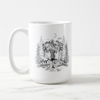 vintage hiking illustration coffee mug