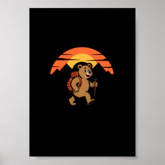 Vintage Hiking is Just Walking with Snacks Bear Fu Poster
