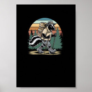 Vintage Hiking Skunk Funny Forest Hiking Adventur Poster
