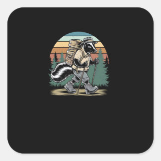 Vintage Hiking Skunk Funny Forest Hiking Adventur Square Sticker